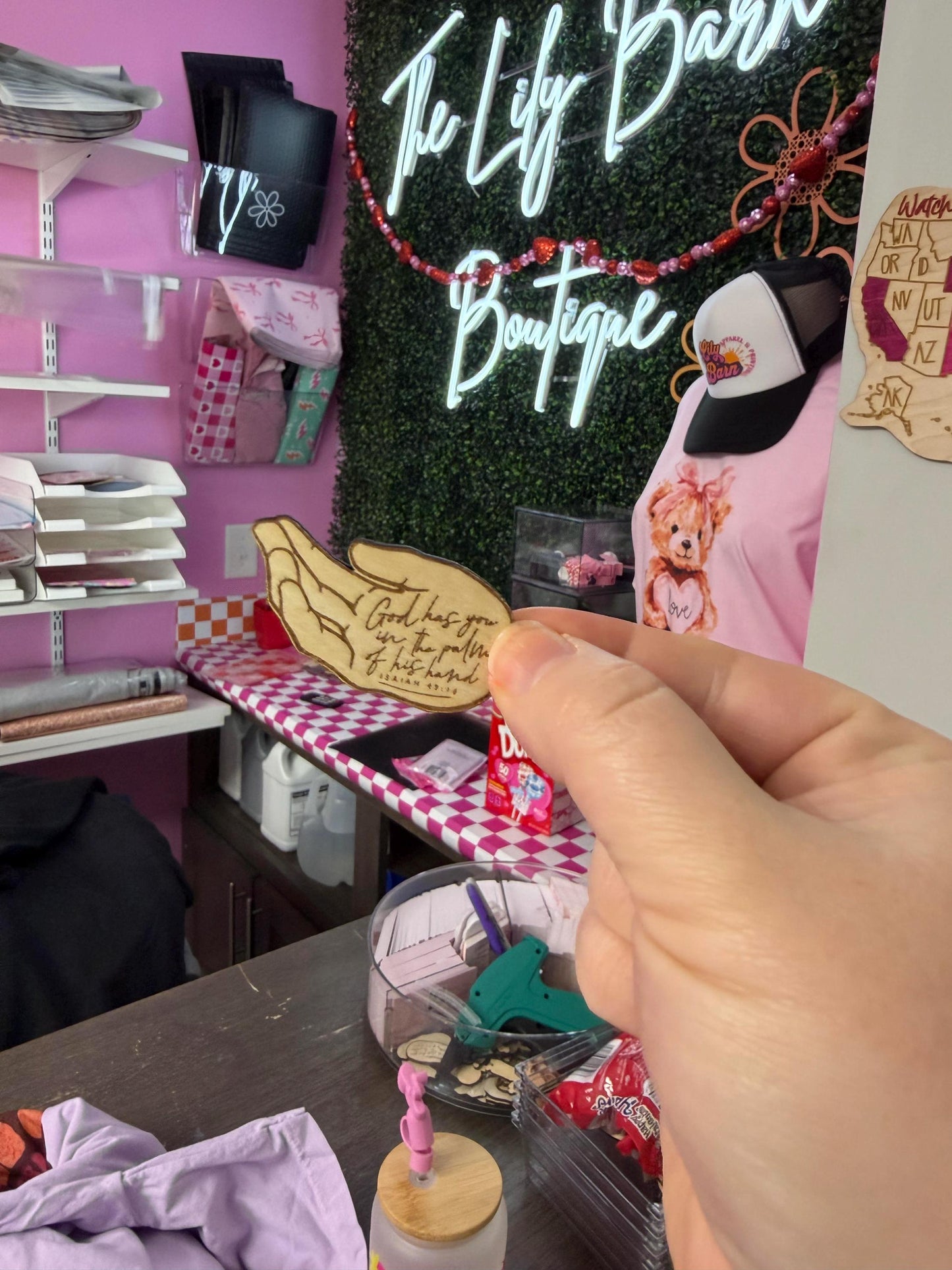 Birch Wood - Pocket sized God Has You In The Palm Of His Hand - Tiny Gift