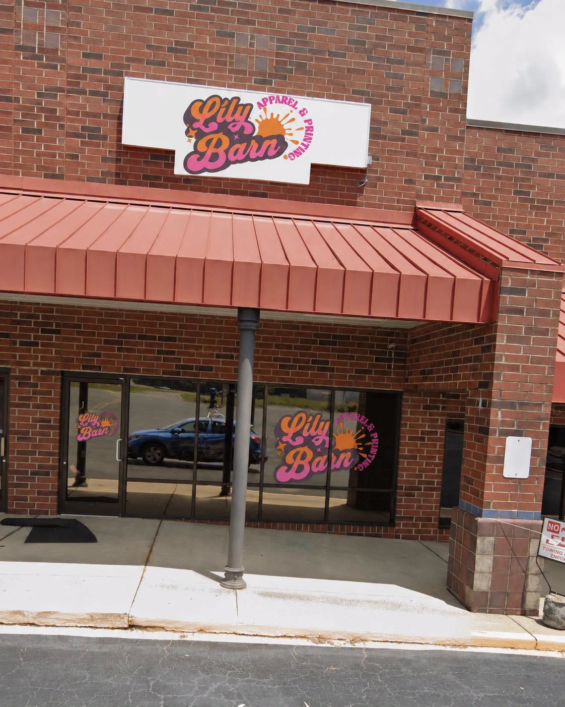 The Lily Barn storefront and entrance at the Main Street location in Haw River, North Carolina